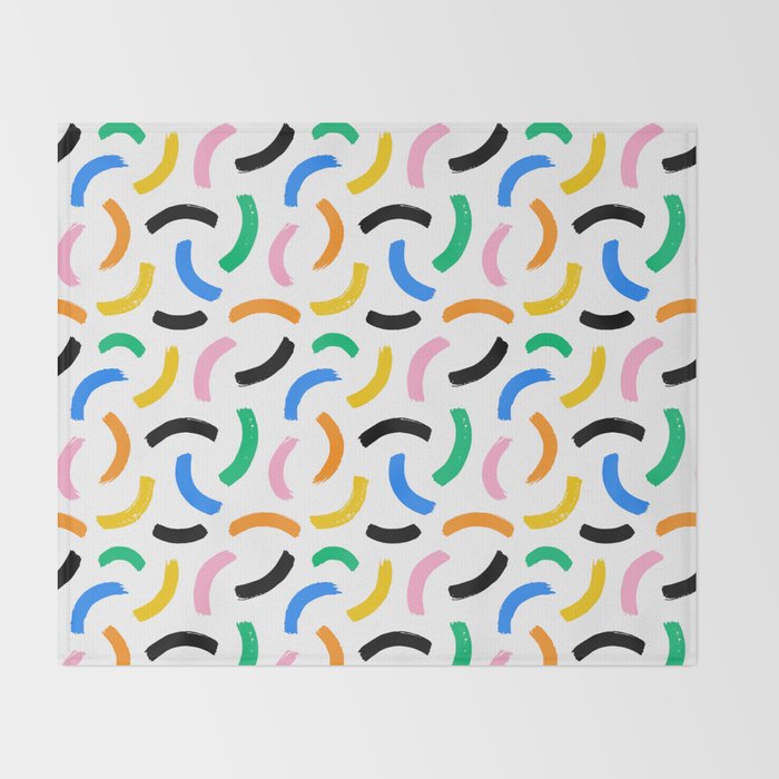 Colorful abstract brush stroke art pattern Throw Blanket Gallery Image 2