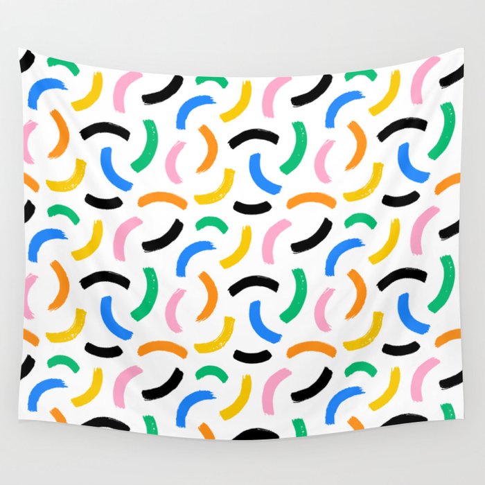Colorful abstract brush stroke art pattern Wall Tapestry Gallery Image 4