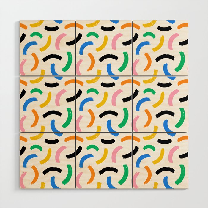 Colorful abstract brush stroke art pattern Wood Wall Art Gallery Image 1