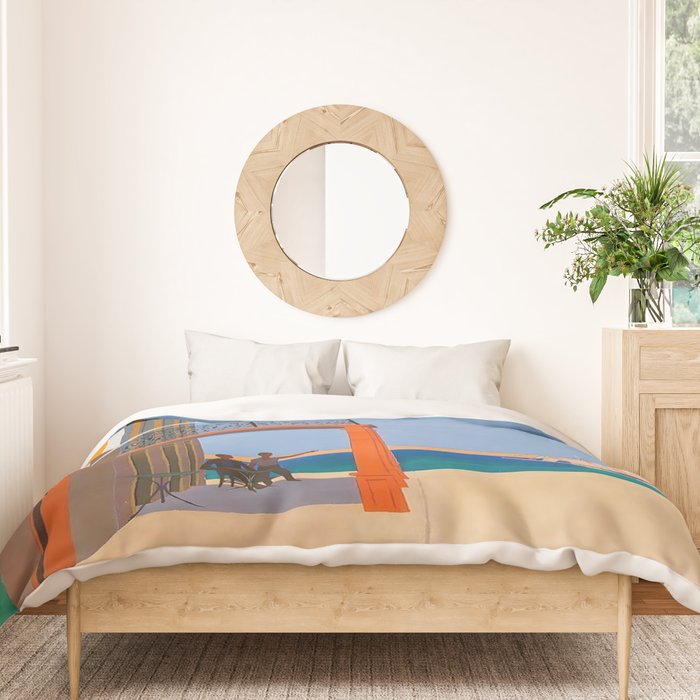 Greece Midcentury Modern Vintage Travel Poster Minimal Style Duvet Cover Gallery Image 3