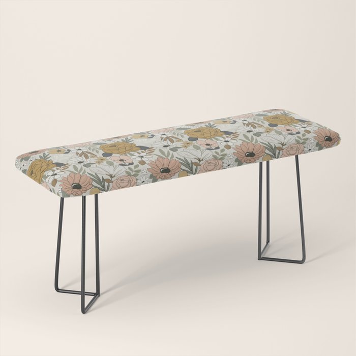Retro Boho Floral, Vintage Floral Pattern  Bench Gallery Image 1