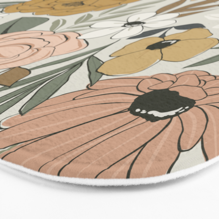 Retro Boho Floral, Vintage Floral Pattern  Bath Mat Gallery Image 3