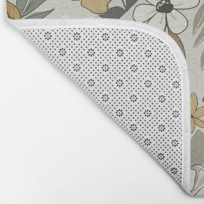 Retro Boho Floral, Vintage Floral Pattern  Bath Mat Gallery Image 2