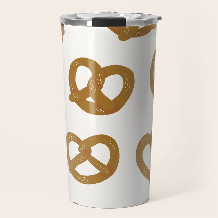 Pretzel Pattern - White Travel Mug Gallery Image 1