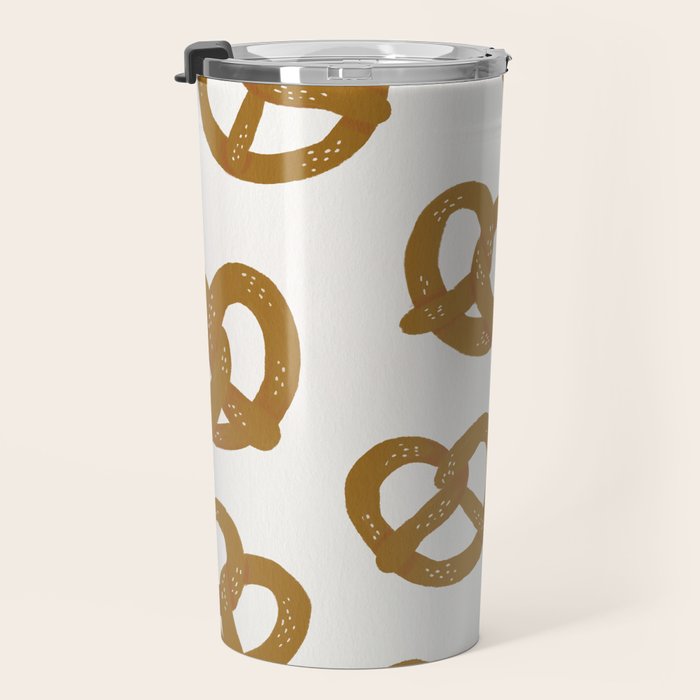 Pretzel Pattern - White Travel Mug Gallery Image 3