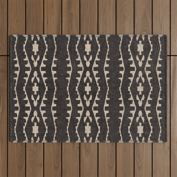 Country Western Pattern in Black Outdoor Rug Gallery Image 1