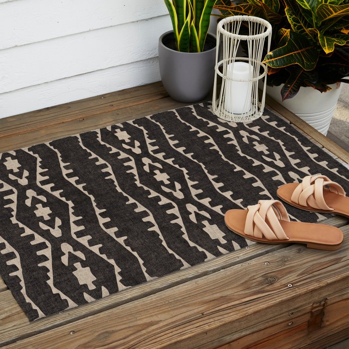 Country Western Pattern in Black Outdoor Rug Gallery Image 2