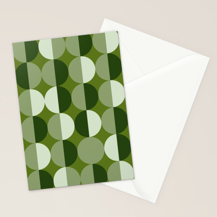 Retro 70s disco half circles sage green Stationery Card Gallery Image 2