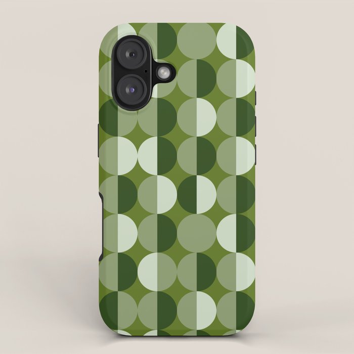 Retro 70s disco half circles sage green iPhone Case Gallery Image 1
