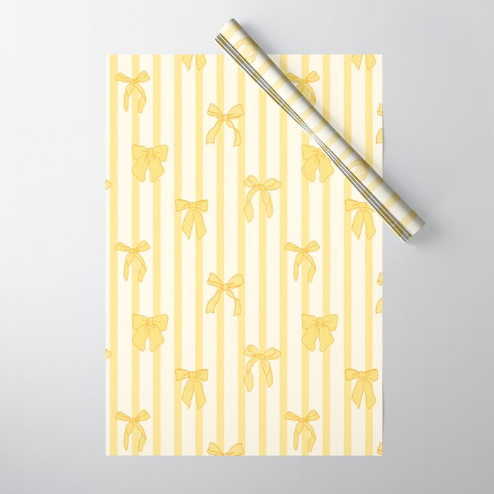 Charming Yellow Ribbon and Stripes  Wrapping Paper Gallery Image 1