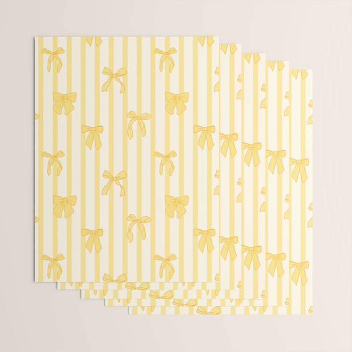 Charming Yellow Ribbon and Stripes  Wrapping Paper Gallery Image 3