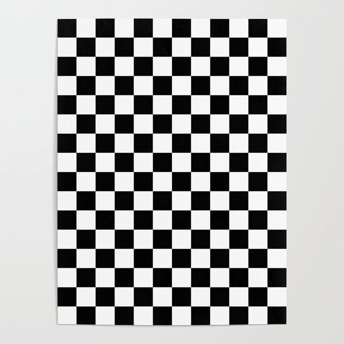 Check Checkered Checkerboard Geometric Black And White Pattern Poster Gallery Image 1