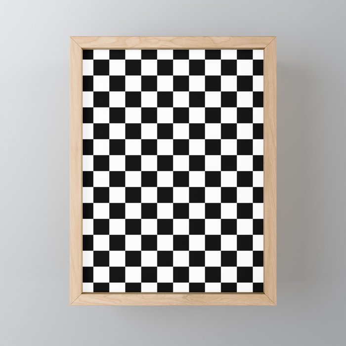 Check Checkered Checkerboard Geometric Black And White Pattern Mini Art Print Gallery Image 1