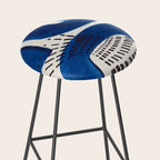 Colorful Mid Century Modern Abstract Fun Shapes Patterns Navy Blue Abstract Expressionism Stool Gallery Image 2