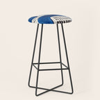 Colorful Mid Century Modern Abstract Fun Shapes Patterns Navy Blue Abstract Expressionism Stool Gallery Image 1