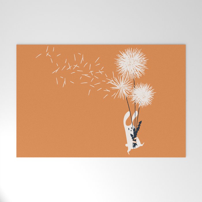 Bunny and Dandelion Bouquet Welcome Mat Gallery Image 1