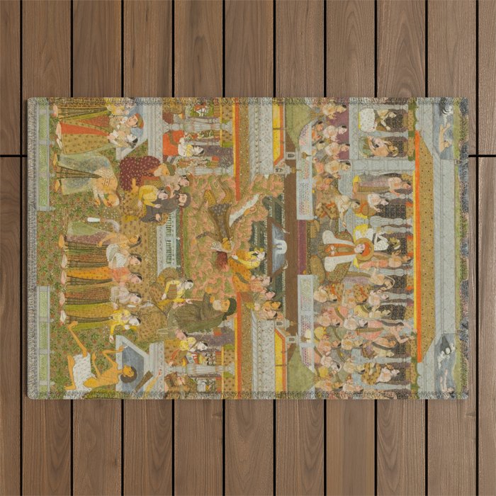 Lovers and beloveds: A composite of scenes from Persian, Urdu, and Sanskrit literature Outdoor Rug Gallery Image 1