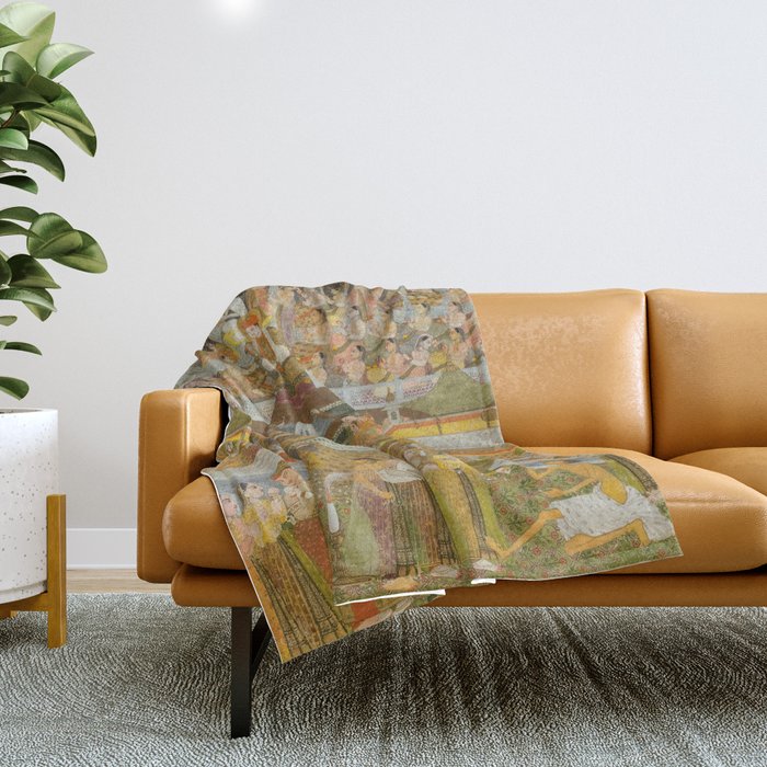 Lovers and beloveds: A composite of scenes from Persian, Urdu, and Sanskrit literature Throw Blanket Gallery Image 1
