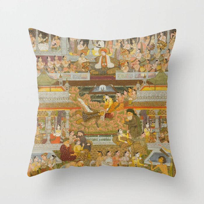 Lovers and beloveds: A composite of scenes from Persian, Urdu, and Sanskrit literature Throw Pillow Gallery Image 6