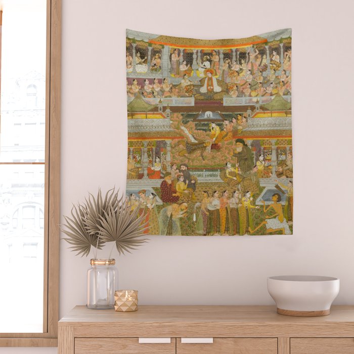 Lovers and beloveds: A composite of scenes from Persian, Urdu, and Sanskrit literature Wall Tapestry Gallery Image 2