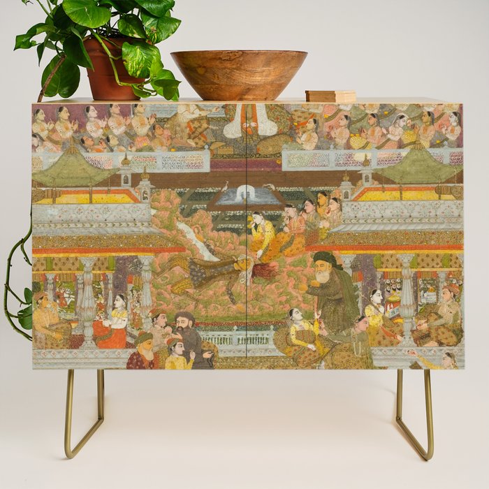 Lovers and beloveds: A composite of scenes from Persian, Urdu, and Sanskrit literature Credenza Gallery Image 1