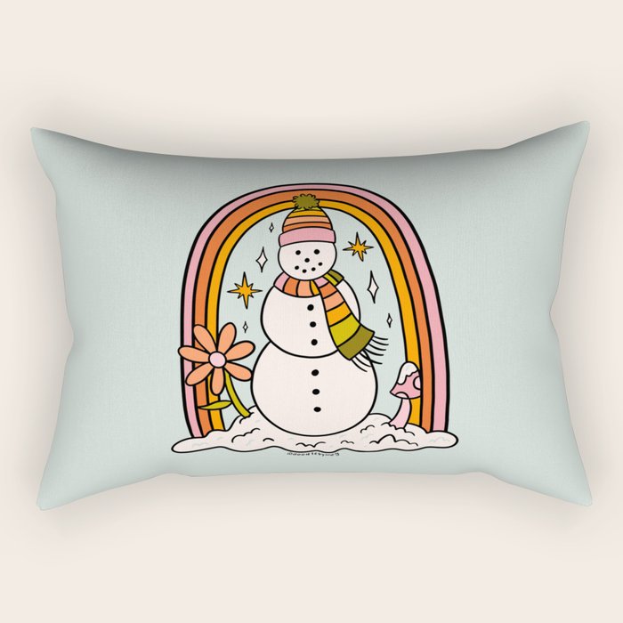 Rainbow Snowman Rectangular Pillow Gallery Image 1