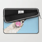 Bubble Gum Sneaky Llama in Blue Laptop Sleeve Gallery Image 2