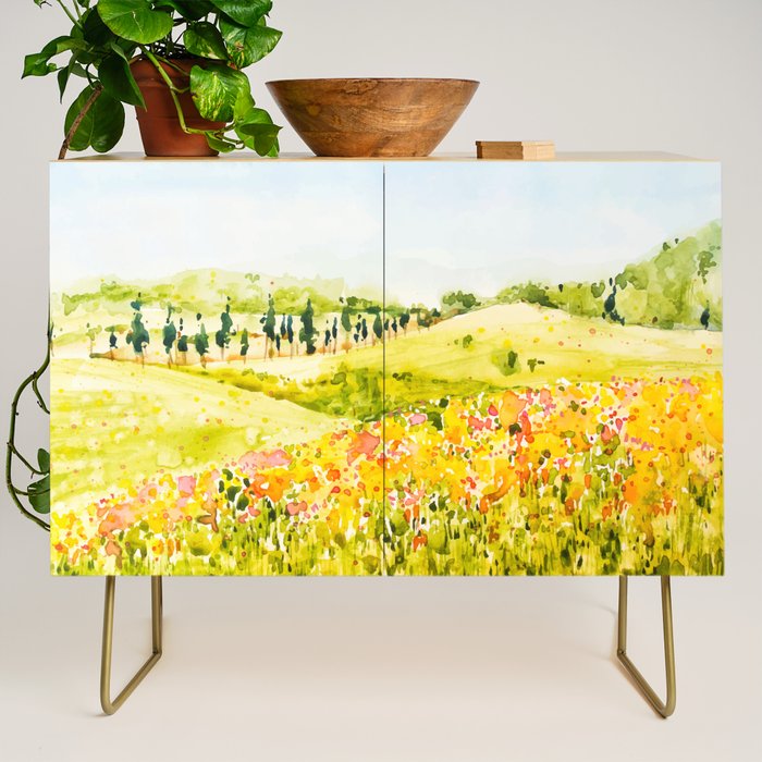 Watercolor Landscape Credenza Gallery Image 1