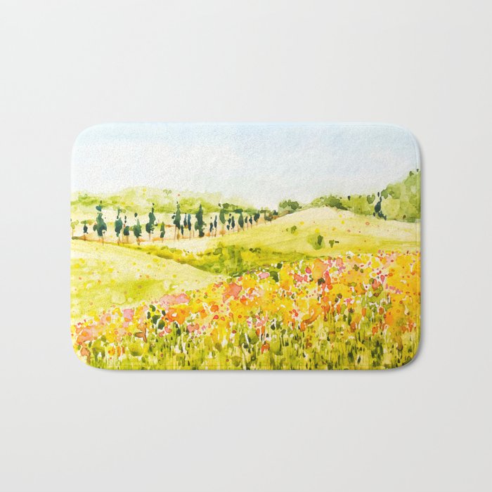 Watercolor Landscape Bath Mat Gallery Image 1