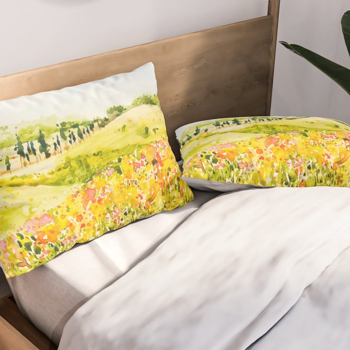 Watercolor Landscape Pillow Sham Gallery Image 2