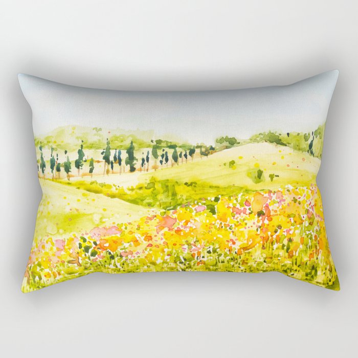 Watercolor Landscape Rectangular Pillow Gallery Image 1