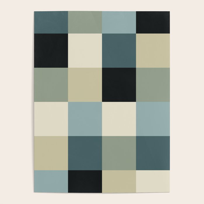 Bold Muted Checks Pattern - Large III Poster Gallery Image 4