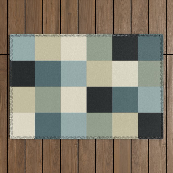 Bold Muted Checks Pattern - Large III Outdoor Rug Gallery Image 1
