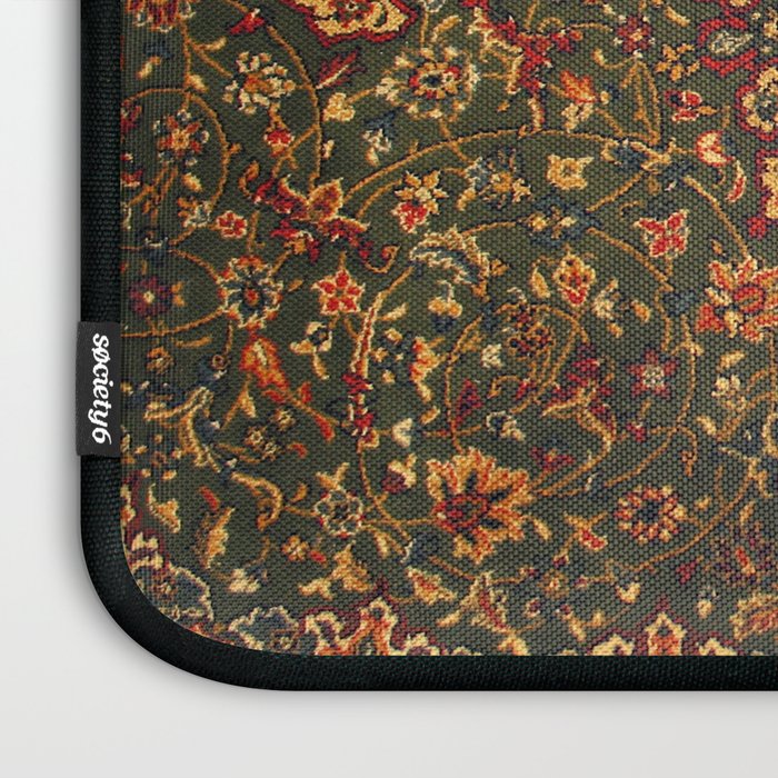 Antique Distressed Green and Orange Woven Persian Rug Laptop Sleeve Gallery Image 3