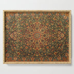 Antique Distressed Green and Orange Woven Persian Rug Serving Tray Gallery Image 1
