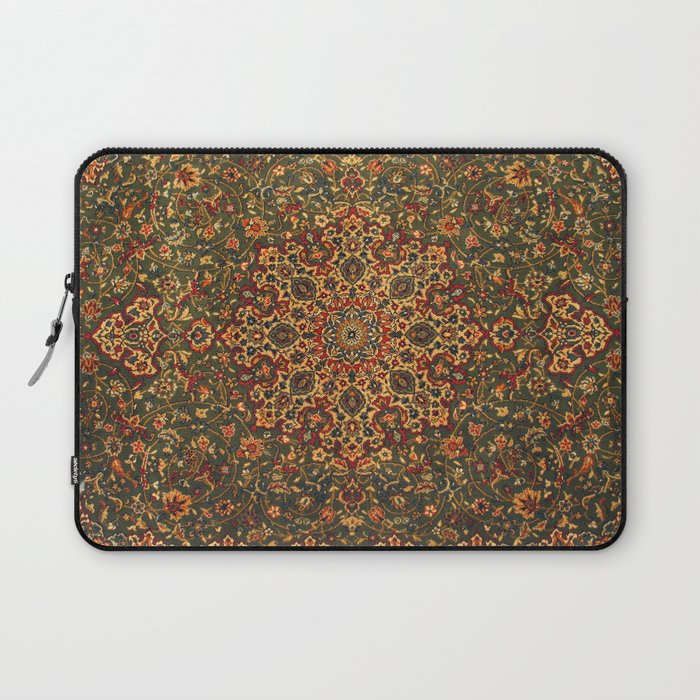 Antique Distressed Green and Orange Woven Persian Rug Laptop Sleeve Gallery Image 1