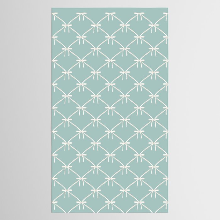 Bows & Ribbons Pattern XXVIII Pastel Mint Green Tablecloth Gallery Image 2