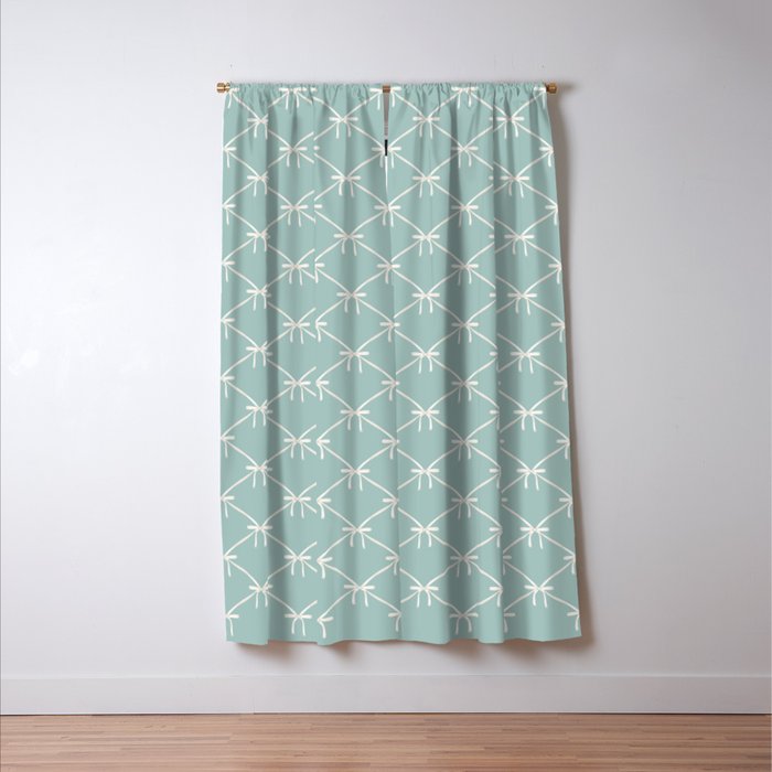 Bows & Ribbons Pattern XXVIII Pastel Mint Green Window Curtain Gallery Image 3