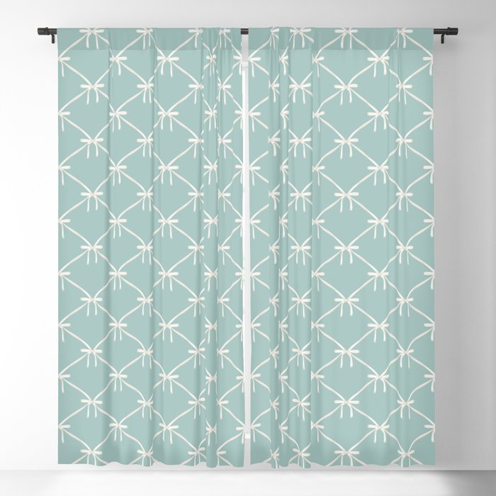 Bows & Ribbons Pattern XXVIII Pastel Mint Green Window Curtain Gallery Image 5