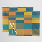 Checkered Multi Check Variable Checked Pattern in Moroccan Blue Olive Teal Mustard Orange Placemat Gallery Image 1