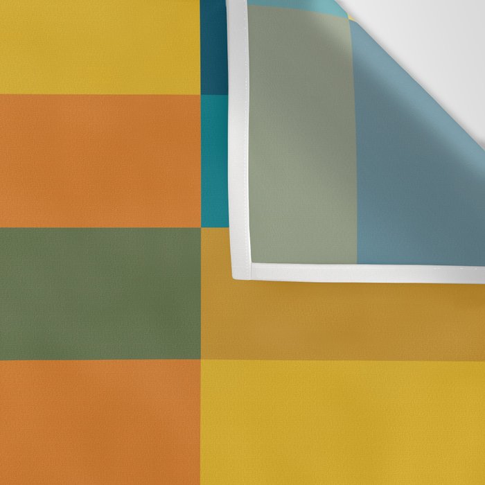 Checkered Multi Check Variable Checked Pattern in Moroccan Blue Olive Teal Mustard Orange Wall Tapestry Gallery Image 3