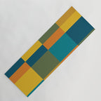 Checkered Multi Check Variable Checked Pattern in Moroccan Blue Olive Teal Mustard Orange Yoga Mat Gallery Image 1