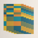 Checkered Multi Check Variable Checked Pattern in Moroccan Blue Olive Teal Mustard Orange Wrapping Paper Gallery Image 3