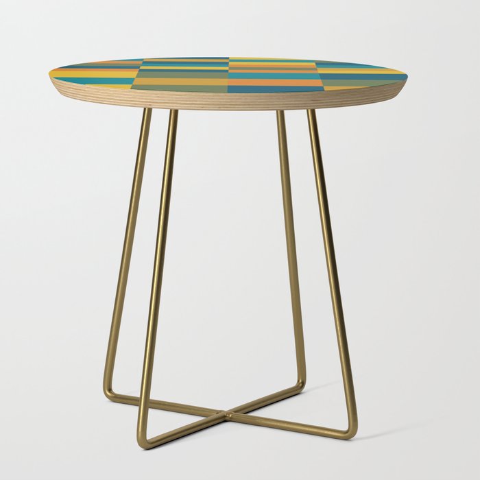 Checkered Multi Check Variable Checked Pattern in Moroccan Blue Olive Teal Mustard Orange Side Table Gallery Image 1