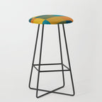 Checkered Multi Check Variable Checked Pattern in Moroccan Blue Olive Teal Mustard Orange Stool Gallery Image 1