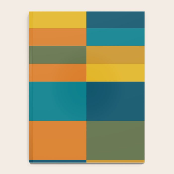 Checkered Multi Check Variable Checked Pattern in Moroccan Blue Olive Teal Mustard Orange Notebook Gallery Image 4