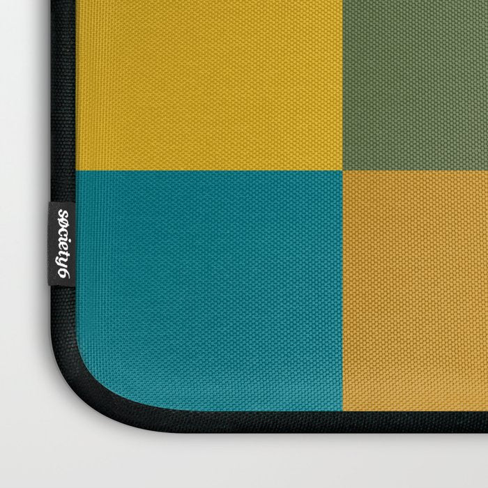 Checkered Multi Check Variable Checked Pattern in Moroccan Blue Olive Teal Mustard Orange Laptop Sleeve Gallery Image 3