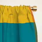 Checkered Multi Check Variable Checked Pattern in Moroccan Blue Olive Teal Mustard Orange Window Curtain Gallery Image 2
