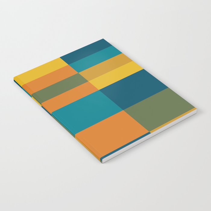 Checkered Multi Check Variable Checked Pattern in Moroccan Blue Olive Teal Mustard Orange Notebook Gallery Image 1