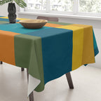 Checkered Multi Check Variable Checked Pattern in Moroccan Blue Olive Teal Mustard Orange Tablecloth Gallery Image 3